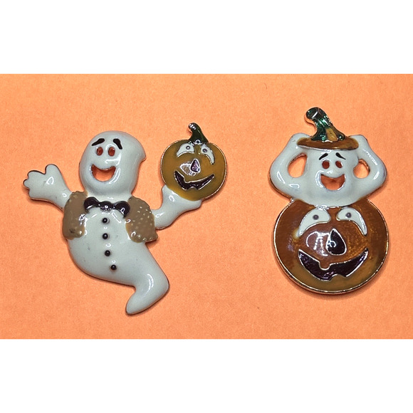 Halloween Ghost & Pumpkin Enamel Pins Bundle New, Cute Ghosts Jack‑O‑Lanter Lot - Picture 4 of 12